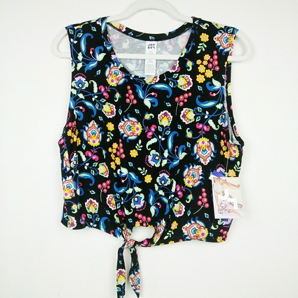 Joy Lab Sleeveless Floral Athletic Crop Tank Top - Picture 1 of 5